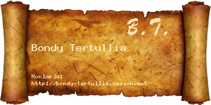 Bondy Tertullia névjegykártya